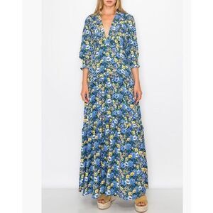 Code x Mode Blue Floral Maxi Dress Nwt Small